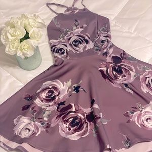 Dry Goods - Purple Floral Dress - Open Back With Lace Detail - Never Worn